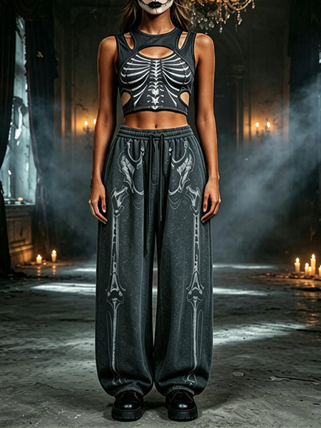 Printed Cutout Tank Top & Pants Set