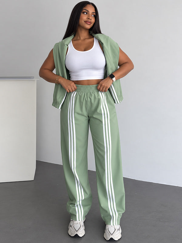 Stripe Zip-Front Jacket & Pants Set