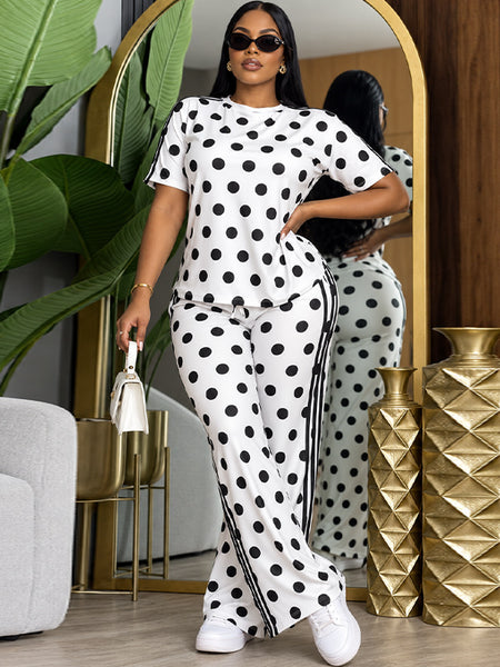 Dot Side-Stripe Tee & Pants Set