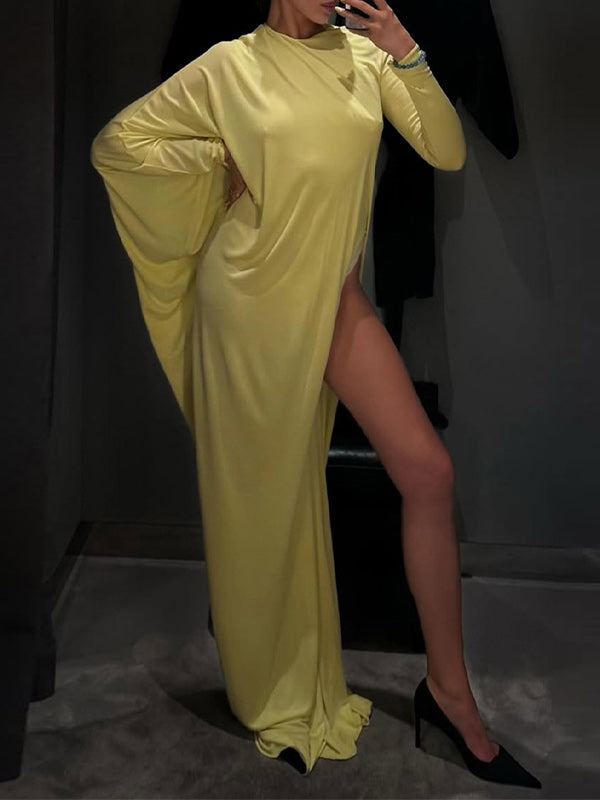 Solid Side-Slit Maxi Dress