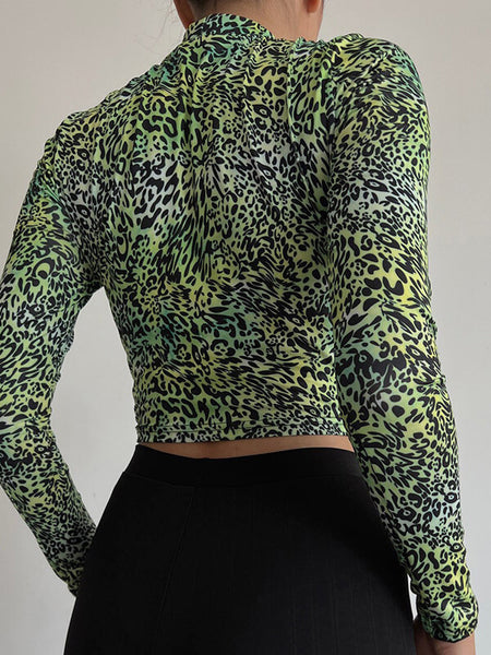 Printed Mock-Neck Tee