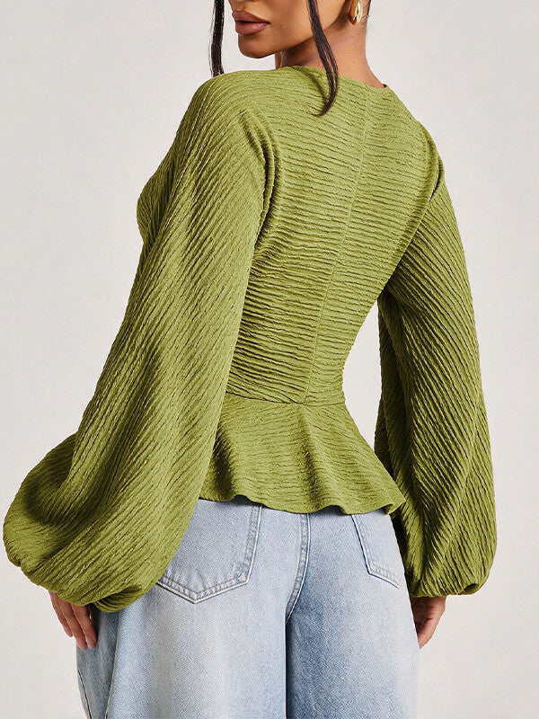 V-Neck Puff-Sleeve Top