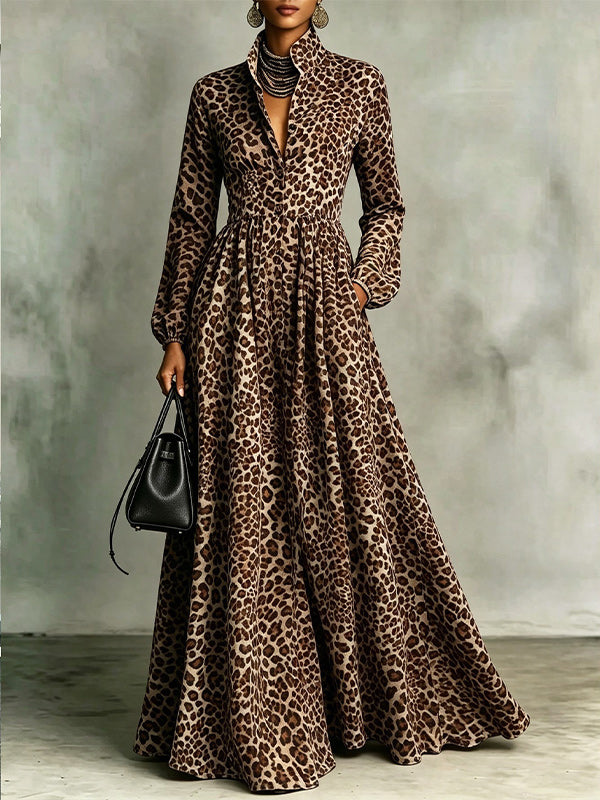 Leopard Button-Front Shirt Dress