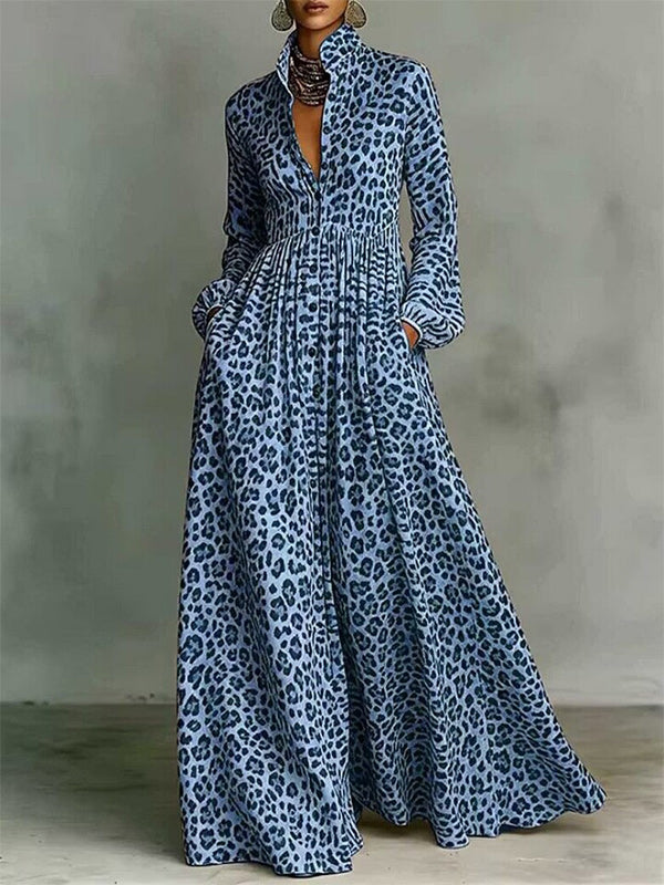 Leopard Button-Front Shirt Dress