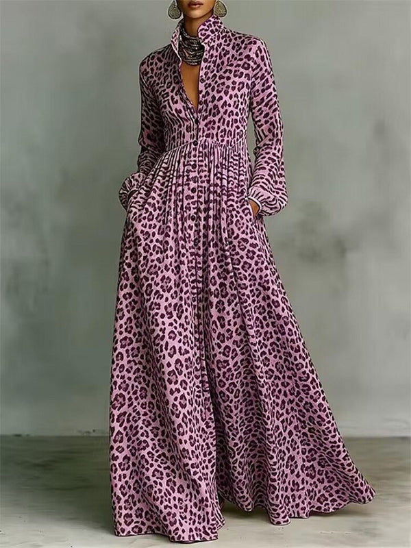 Leopard Button-Front Shirt Dress