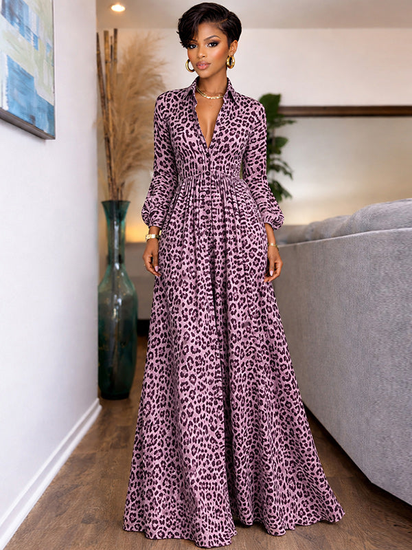 Leopard Button-Front Shirt Dress