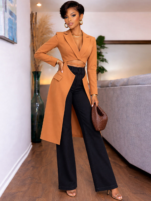 Asymmetrical Cutout Longline Blazer