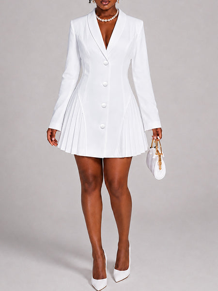 Pleated Combo Blazer Dress