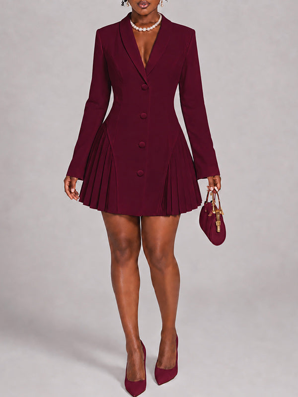 Pleated Combo Blazer Dress