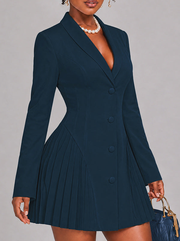 Pleated Combo Blazer Dress