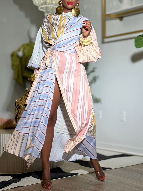 Stripe Tied Shirt Dress