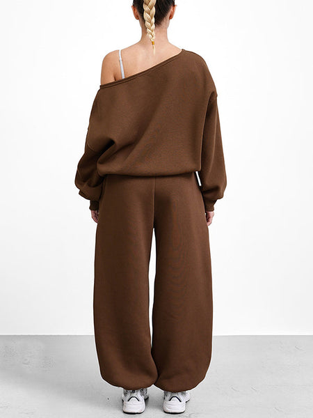 Boat-Neck Sweatshirt & Pants Set