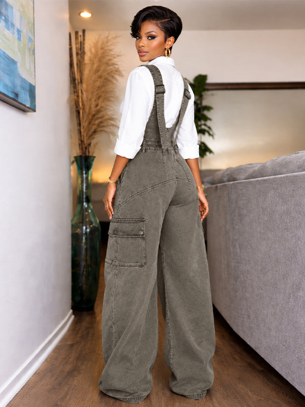 Vintage Wide-Leg Denim Overalls