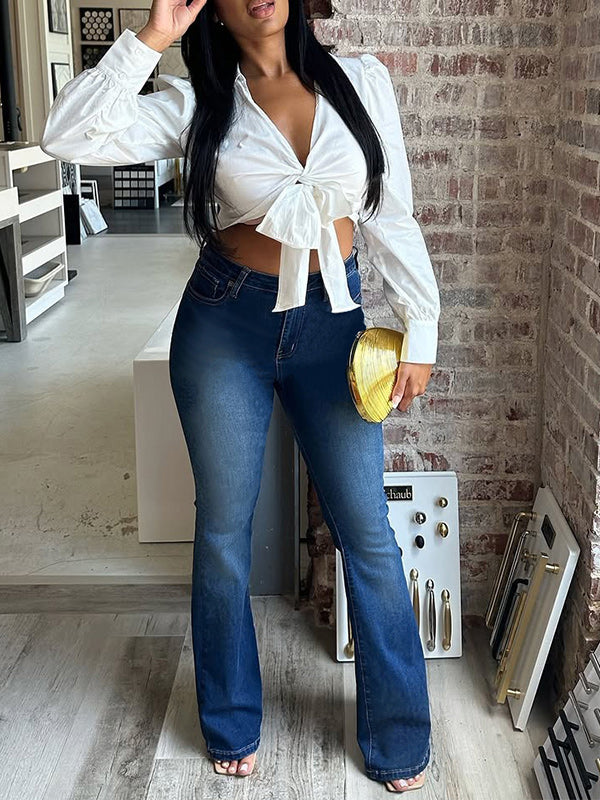 Bowknot Flared Jeans