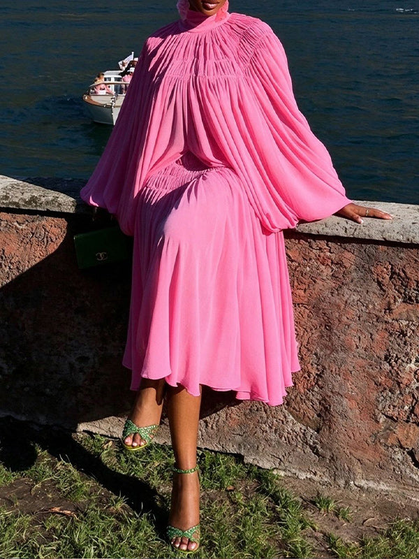 Mock-Neck Puff-Sleeve Top