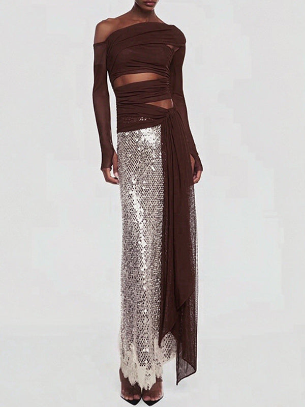 Draped One-Shoulder Cutout Top