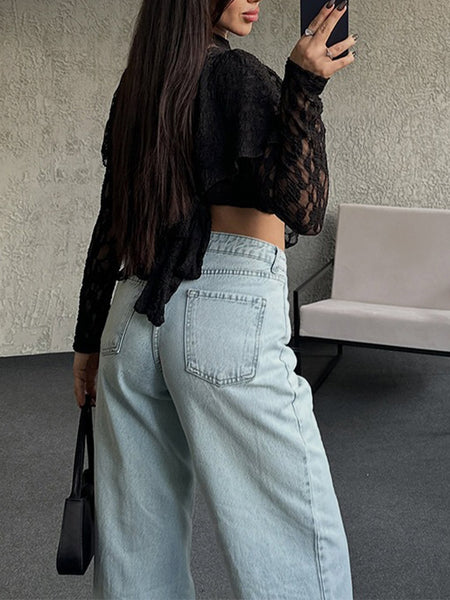 Lace Ruffle Long Sleeve Top