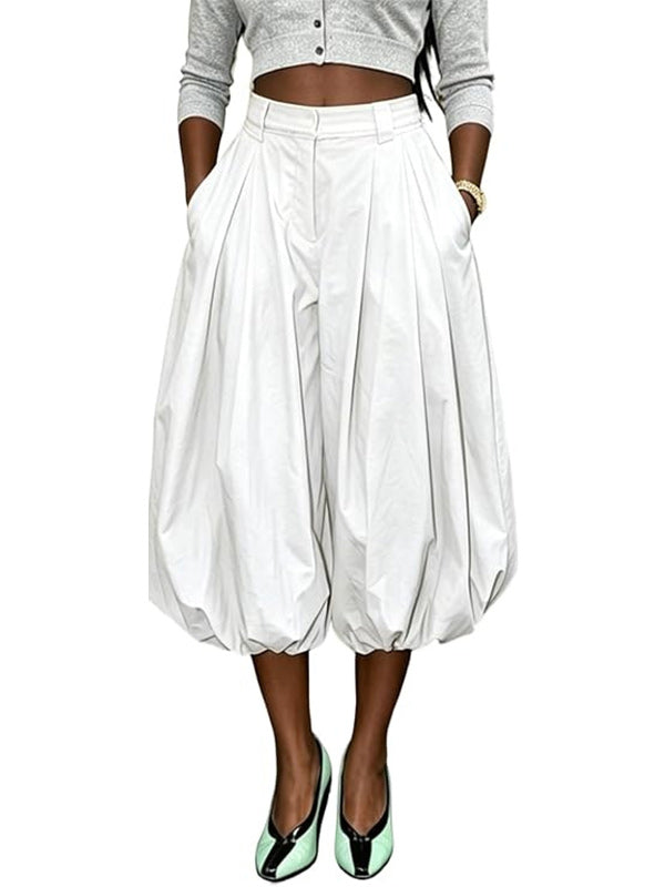Solid Bubble Capri Pants