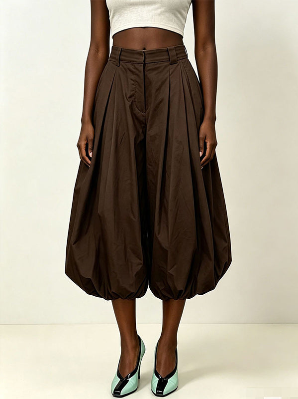 Solid Bubble Capri Pants