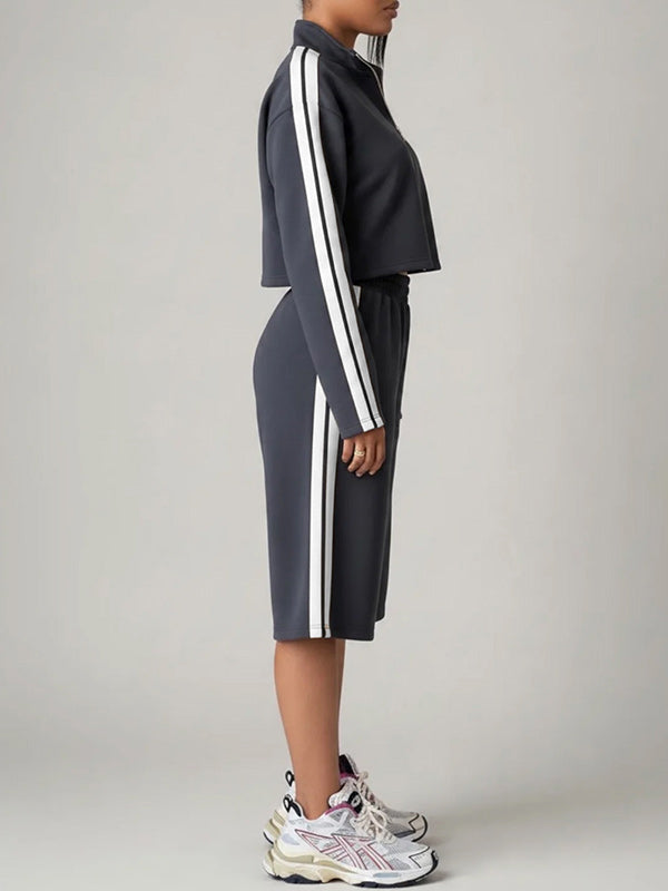 Side-Stripe Jacket & Capri Pants Set