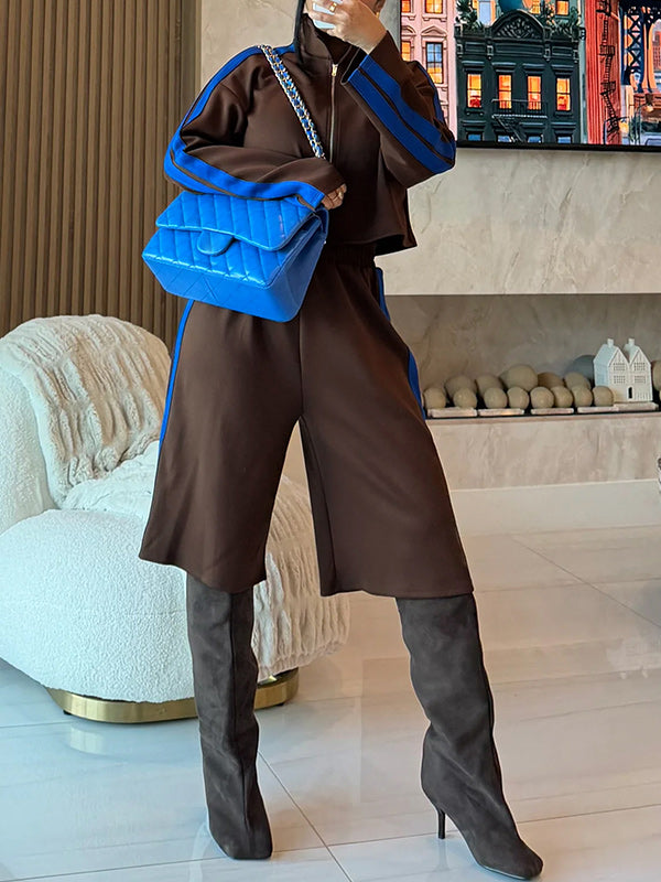Side-Stripe Jacket & Capri Pants Set
