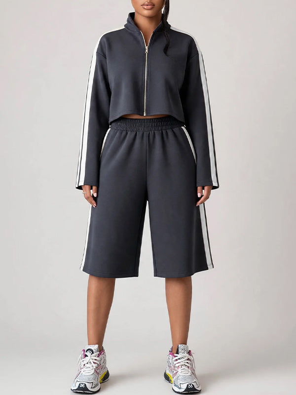 Side-Stripe Jacket & Capri Pants Set