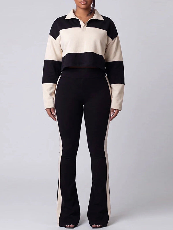 Two-Tone Polo Top & Pants Set