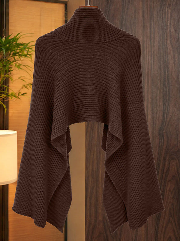 Ribbed Knit Poncho Top
