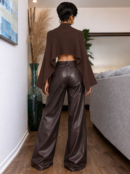 Ribbed Knit Poncho Top