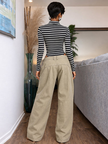 Striped Tie-Neck Bodysuit