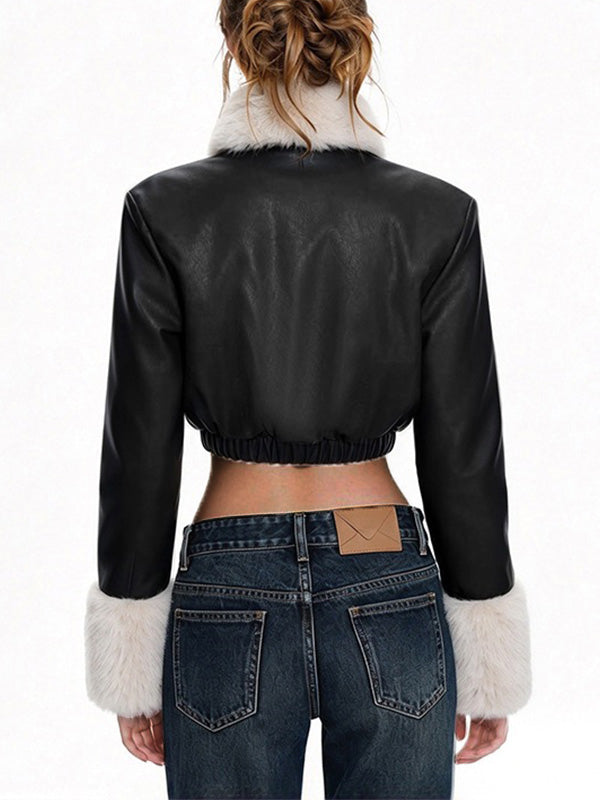 Faux-Fur Combo Faux-Leather Jacket