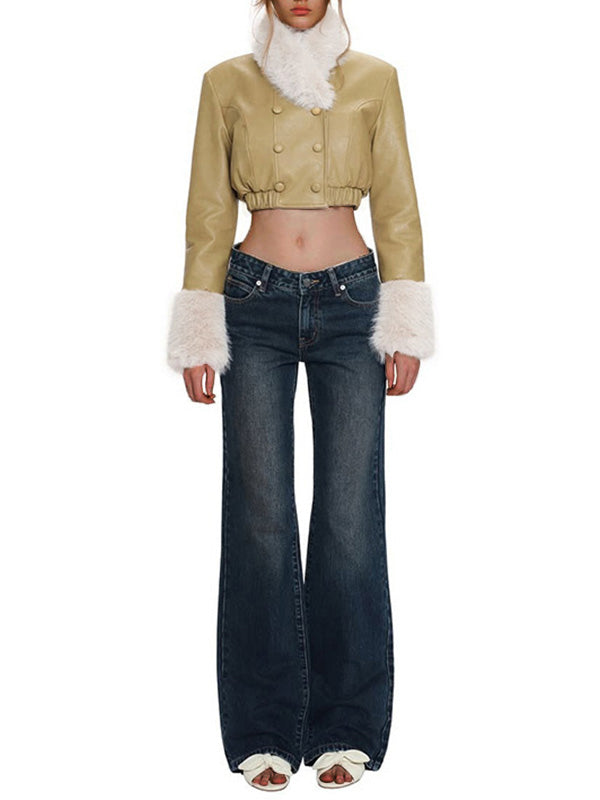 Faux-Fur Combo Faux-Leather Jacket