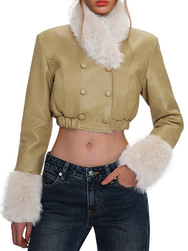 Faux-Fur Combo Faux-Leather Jacket