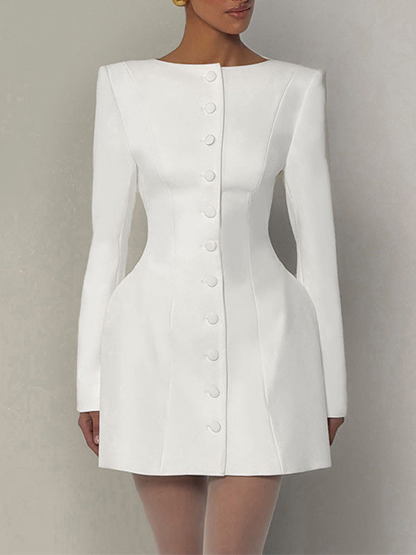 Button-Front Blazer Dress