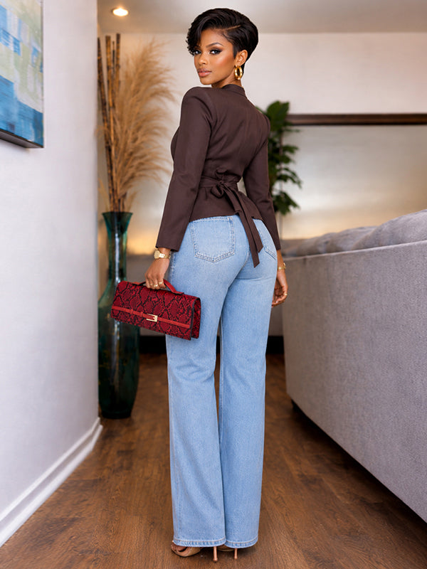 V-Neck Tailored Button Front Blazer