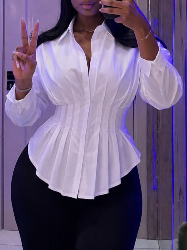 Pleated Waist Peplum Blouse