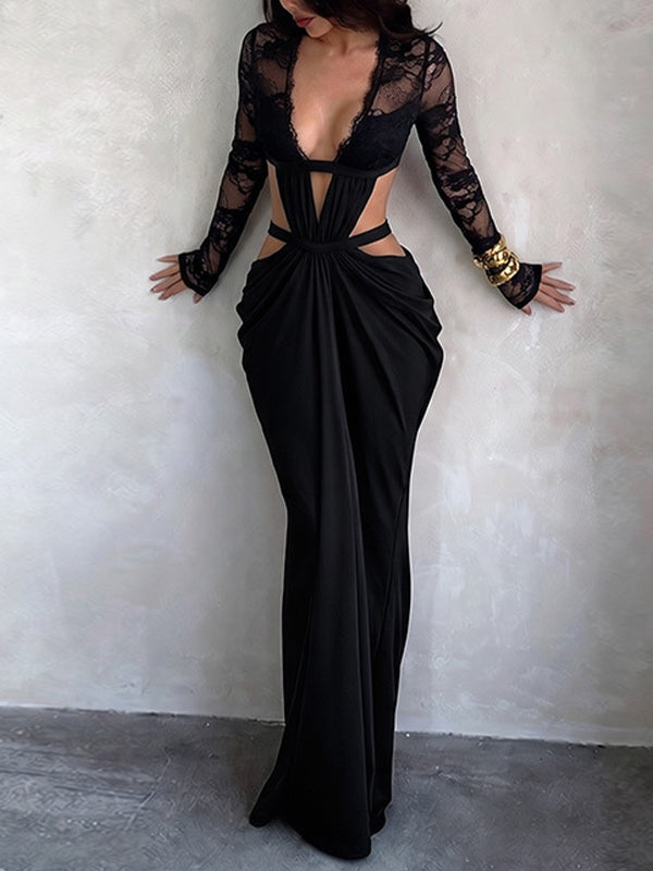 Lace Combo Cutout Bodycon Dress