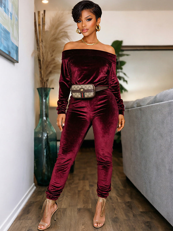 Off Shoulder Velvet Co-ord