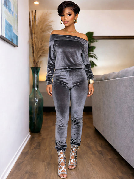 Off Shoulder Velvet Co-ord