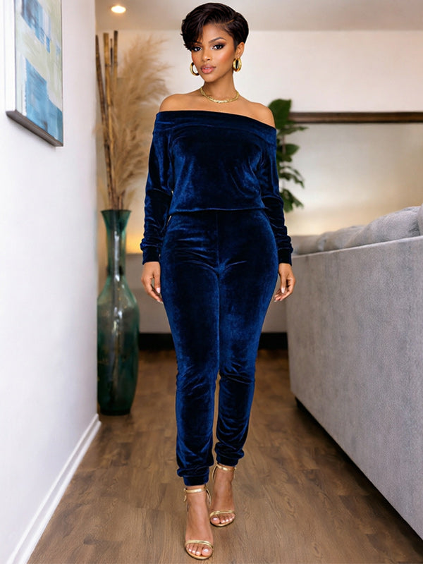 Off Shoulder Velvet Co-ord