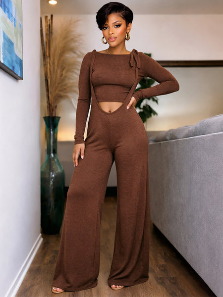 Cropped Top & Overalls Set