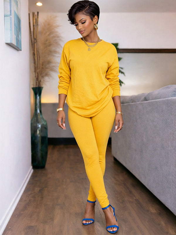 Solid Sweatshirt & Pants Set