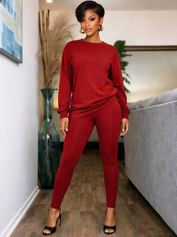 Solid Sweatshirt & Pants Set