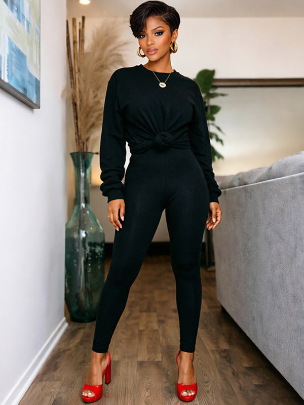 Solid Sweatshirt & Pants Set