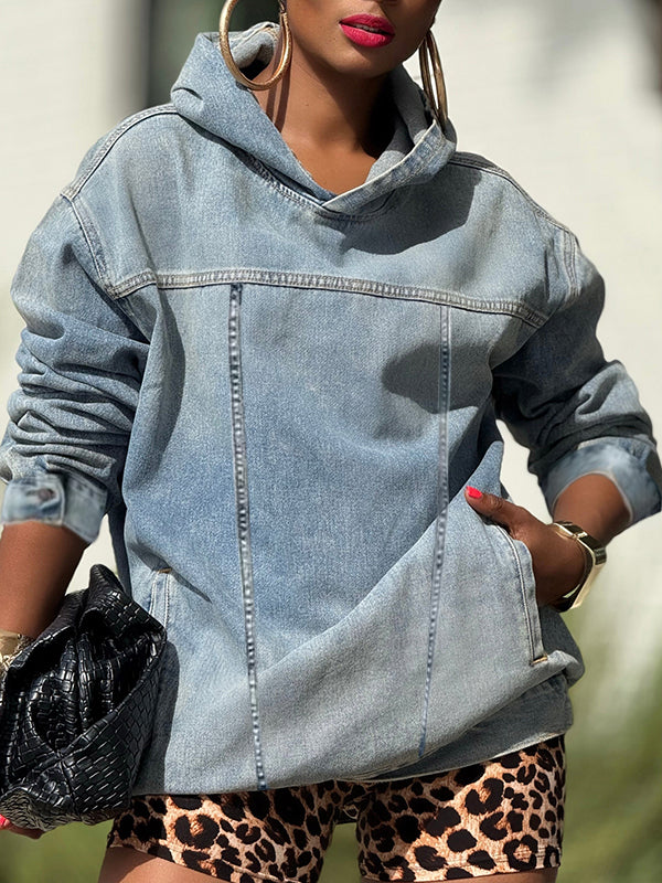 Denim Pullover Hoodie – Queenfy