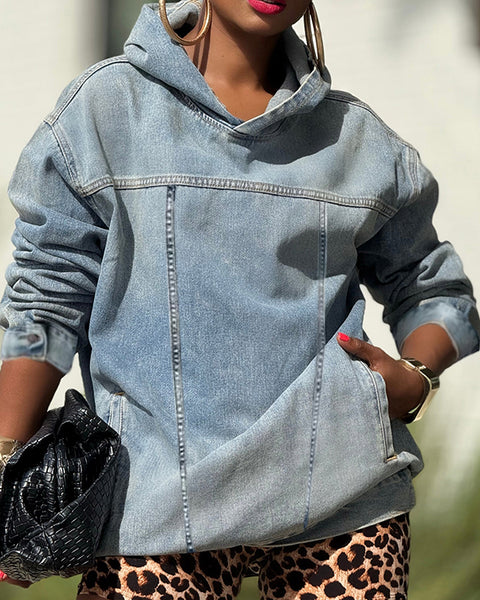 Denim Pullover Hoodie