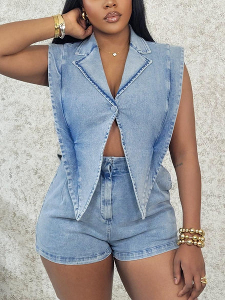 Sleeveless Denim Romper
