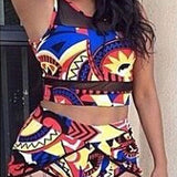 Floral Print High Waist Bikini (772016373877)