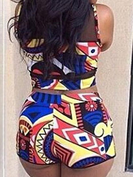 Floral Print High Waist Bikini (772016373877)