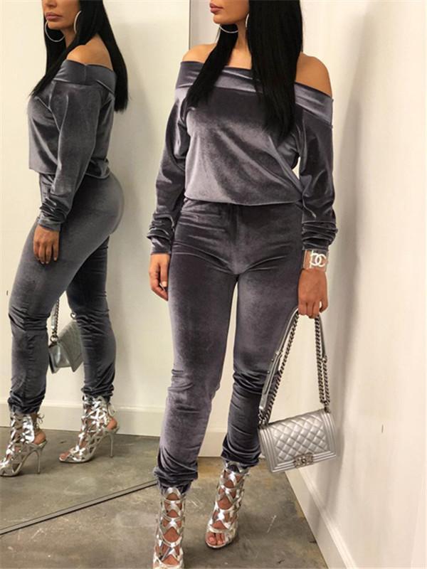 Off Shoulder Velvet Co-ord